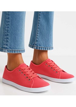 Sznurowane koralowe damskie tenisówki /E3-2 13438 T099/ ze sklepu Pantofelek24.pl w kategorii Trampki damskie - zdjęcie 185406544