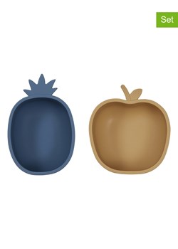 OYOY mini Miski (2 szt.) &quot;Pineapple &amp; Apple&quot; w kolorze niebieskim i jasnobrązowym ze sklepu Limango Polska w kategorii Naczynia dziecięce - zdjęcie 185406771