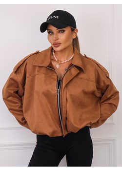 KURTKA OVERSIZE Z IMITACJI ZAMSZU ZAPINANA NA ZAMEK- CAMEL ze sklepu olika.com.pl w kategorii Kurtki damskie - zdjęcie 185407970