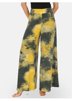 Szerokie spodnie damskie w żółto-zielonym odcieniu EyeForFashion ze sklepu Eye For Fashion w kategorii Spodnie damskie - zdjęcie 185408121
