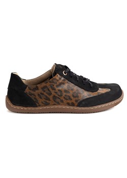 Buty BAREFOOT damskie skórzane minimalistyczne 1287 czarny nubuk panterka ze sklepu butyolivier w kategorii Półbuty damskie - zdjęcie 185410310
