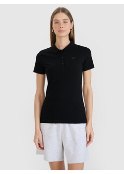 Damska koszulka polo 4F 4FWMM00TPTSF611 - czarna ze sklepu Sportstylestory.com w kategorii Bluzki damskie - zdjęcie 185410611