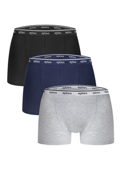 3-pack Bokserki męskie bawełniane z elastycznym zewnętrznym pasem EXBO395, Kolor czarno-szary, Rozmiar S, EXES ze sklepu Primodo w kategorii Majtki męskie - zdjęcie 185412820