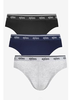 3-pack slipy męskie bawełniane w sportowym stylu EXSL392MX3, Kolor czarno-granatowy, Rozmiar S, EXES ze sklepu Primodo w kategorii Majtki męskie - zdjęcie 185412841