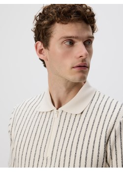 Reserved - Koszulka polo comfort w paski - złamana biel ze sklepu Reserved w kategorii T-shirty męskie - zdjęcie 185418724