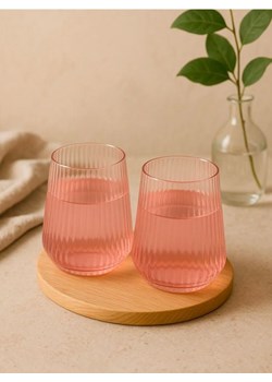 Sinsay - Ryflowane szklanki 2 pack - różowy ze sklepu Sinsay w kategorii Dom - zdjęcie 185420101