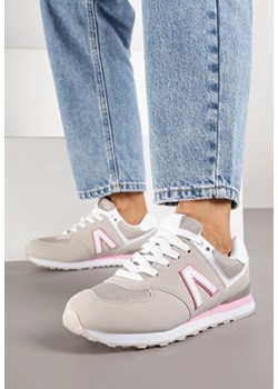 Beżowo-Szare Sneakersy Ozdobione Geometrycznym Motywem Rilenessa ze sklepu renee.pl w kategorii Buty sportowe damskie - zdjęcie 185420763