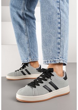 Szaro-Czarne Sneakersy z Geometrycznym Wzorem Rillomia ze sklepu renee.pl w kategorii Buty sportowe damskie - zdjęcie 185420793