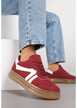 Bordowe Sneakersy Tenisówki Ozdobione Geometrycznym Wzorem Shie ze sklepu renee.pl w kategorii Buty sportowe damskie - zdjęcie 185420913