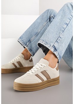 Beżowe Sneakersy w Stylu Klasycznych Tenisówek na Platformie Nallania ze sklepu renee.pl w kategorii Buty sportowe damskie - zdjęcie 185421241
