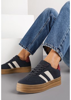 Granatowe Sneakersy w Stylu Klasycznych Tenisówek na Platformie Nallania ze sklepu renee.pl w kategorii Buty sportowe damskie - zdjęcie 185421253