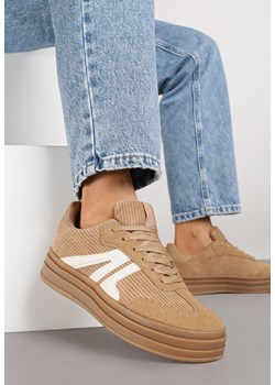 Ciemnobeżowe Sneakersy w Stylu Tenisówek na Grubej Podeszwie z Geometrycznym Wzorem Wevirra - id: 397084 - marki born2be - 185421673 Ciemnobeżowe Sneakersy w Stylu Tenisówek na Grubej Podeszwie z Geometrycznym Wzorem Wevirra ze sklepu born2be.pl w kategorii Buty sportowe damskie - zdjęcie 185421673