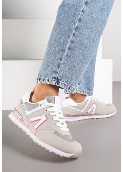 Beżowo-Szare Sneakersy z Geometrycznym Wzorem Rilanea ze sklepu born2be.pl w kategorii Buty sportowe damskie - zdjęcie 185422081