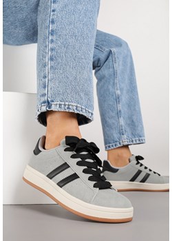 Szaro-Czarne Sneakersy z Ozdobnymi Paskami Rilanira ze sklepu born2be.pl w kategorii Buty sportowe damskie - zdjęcie 185422111