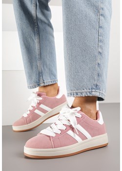 Różowo-Białe Sneakersy z Ozdobnymi Paskami Rilanira ze sklepu born2be.pl w kategorii Buty sportowe damskie - zdjęcie 185422123