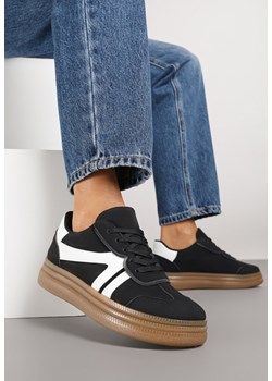 Czarne Sneakersy w Stylu Tenisówek z Paskami Wiatalle ze sklepu born2be.pl w kategorii Buty sportowe damskie - zdjęcie 185422213