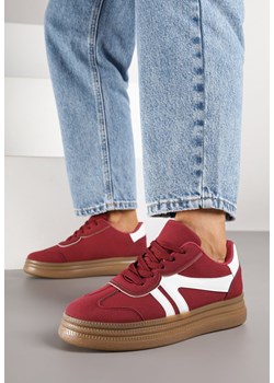 Bordowe Sneakersy w Stylu Tenisówek z Paskami Wiatalle ze sklepu born2be.pl w kategorii Buty sportowe damskie - zdjęcie 185422231