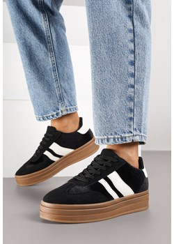 Czarne Sneakersy w Stylu Klasycznych Tenisówek na Grubej Podeszwie Tuluvia ze sklepu born2be.pl w kategorii Buty sportowe damskie - zdjęcie 185422433
