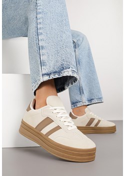 Beżowe Sneakersy Typu Kultowe Tenisówki na Grubej Podeszwie Nalorela ze sklepu born2be.pl w kategorii Buty sportowe damskie - zdjęcie 185422563