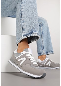 Szare Sneakersy Ozdobione Geometrycznym Motywem Rilenessa ze sklepu renee.pl w kategorii Buty sportowe damskie - zdjęcie 185425731