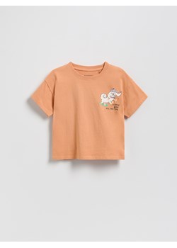 Reserved - Bawełniany t-shirt z nadrukiem - brzoskwiniowy ze sklepu Reserved w kategorii T-shirty chłopięce - zdjęcie 185427161