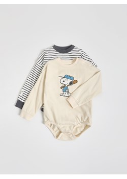 Reserved - Body Snoopy 2 pack - złamana biel ze sklepu Reserved w kategorii Odzież dla niemowląt - zdjęcie 185427193
