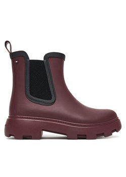 Kalosze Tommy Hilfiger Flag Ankle Warm Lining FW0FW08974 Bordowy ze sklepu eobuwie.pl w kategorii Kalosze damskie - zdjęcie 185430513