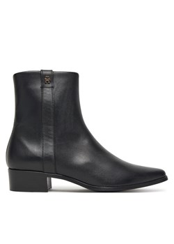 Tommy Hilfiger Botki Th Leather Pointy Zip Bootie FW0FW08980 Czarny ze sklepu MODIVO w kategorii Botki - zdjęcie 185435640