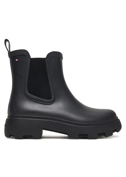 Kalosze Tommy Hilfiger Flag Ankle Warm Lining FW0FW08974 Czarny ze sklepu eobuwie.pl w kategorii Kalosze damskie - zdjęcie 185440852