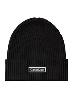 Calvin Klein Czapka Patch Chunky Rib Cotton Beanie LV04D8053G Czarny ze sklepu MODIVO w kategorii Czapki zimowe damskie - zdjęcie 185441954