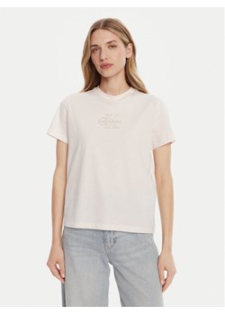 Calvin Klein Jeans T-Shirt Classic Monologo LV047D873G Różowy Regular Fit ze sklepu MODIVO w kategorii Bluzki damskie - zdjęcie 185446144