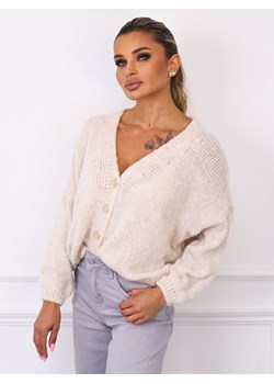 LUŹNY SWETER ZE ZŁOTYMI GUZIKAMI- BEŻOWY ze sklepu olika.com.pl w kategorii Swetry damskie - zdjęcie 185446890