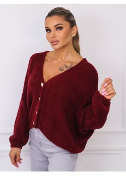 LUŹNY SWETER ZE ZŁOTYMI GUZIKAMI- BORDOWY ze sklepu olika.com.pl w kategorii Swetry damskie - zdjęcie 185446902