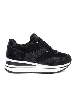 Shelvt Nowoczesne czarne sneakersy z połyskującymi wstawkami ze sklepu ButyModne.pl w kategorii Buty sportowe damskie - zdjęcie 185447303