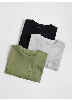 Reserved - Bawełniany longsleeve 3 pack - oliwkowy ze sklepu Reserved w kategorii T-shirty chłopięce - zdjęcie 185449734
