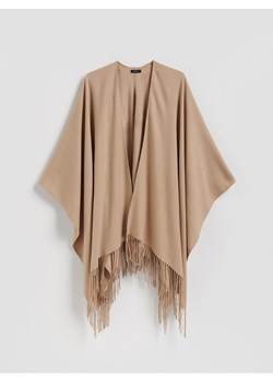 Reserved - Poncho z frędzlami - kremowy ze sklepu Reserved w kategorii Poncza - zdjęcie 185451762