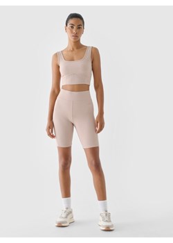 Damskie kolarki 4F 4FWSS24TTIGF150 - beżowe ze sklepu Sportstylestory.com w kategorii Szorty - zdjęcie 185452102