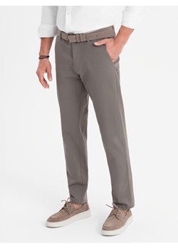 Spodnie męskie chino REGULAR FIT z delikatną strukturą – szare V1  OM-PACP-0184 ze sklepu ombre w kategorii Spodnie męskie - zdjęcie 185453634