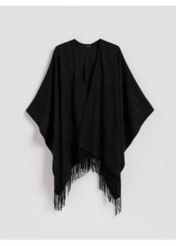 Reserved - Poncho z frędzlami - czarny ze sklepu Reserved w kategorii Poncza - zdjęcie 185453831
