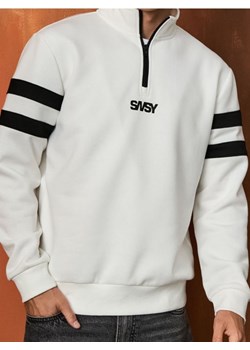 Sinsay - Dresowa bluza ze stójką - kremowy ze sklepu Sinsay w kategorii Bluzy męskie - zdjęcie 185455583