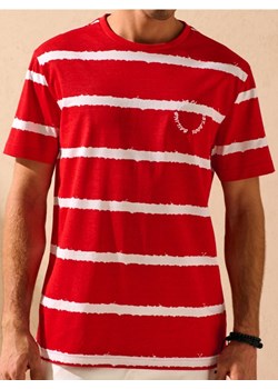 Sinsay - Bawełniana koszulka w paski - czerwony ze sklepu Sinsay w kategorii T-shirty męskie - zdjęcie 185455611