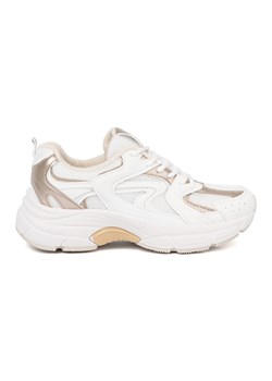 Shelvt Białe sneakersy z beżowo-złotymi wstawkami ze sklepu ButyModne.pl w kategorii Buty sportowe damskie - zdjęcie 185466263