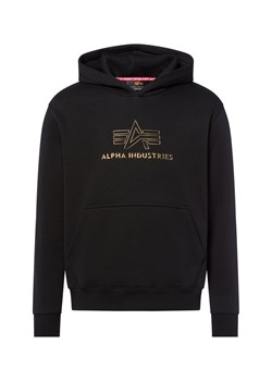 Alpha Industries Męski sweter z kapturem Mężczyźni Materiał dresowy czarny jednolity ze sklepu vangraaf w kategorii Bluzy męskie - zdjęcie 185466770