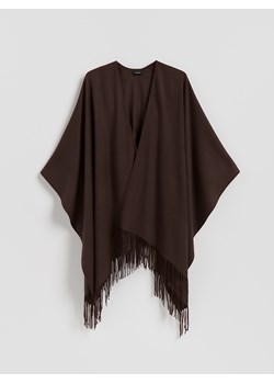 Reserved - Poncho z frędzlami - brązowy ze sklepu Reserved w kategorii Poncza - zdjęcie 185467484