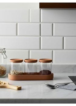 Sinsay - Pojemniki na żywność z podstawką 4 pack - beżowy ze sklepu Sinsay w kategorii Dom - zdjęcie 185469040