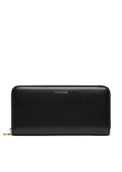 Calvin Klein Duży Portfel Damski Ck Large Zip Around LV04F1093G Czarny ze sklepu MODIVO w kategorii Portfele damskie - zdjęcie 185469624