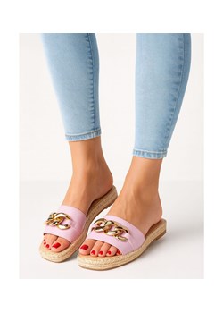 Fioletowe klapki espadryle z łańcuchem /E9-3 11484 T297/ ze sklepu Pantofelek24.pl w kategorii Klapki damskie - zdjęcie 185472791