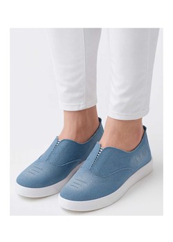 Wsuwane niebieskie tenisowki slip on /F4-3 13465 S079/ ze sklepu Pantofelek24.pl w kategorii Trampki damskie - zdjęcie 185472804