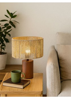 Sinsay - Lampa stołowa z plecionym kloszem - brązowy ze sklepu Sinsay w kategorii Dom - zdjęcie 185479154