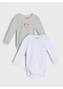 Sinsay - Bawełniane body z długim rękawem 2 pack - szary ze sklepu Sinsay w kategorii Body niemowlęce - zdjęcie 185482561